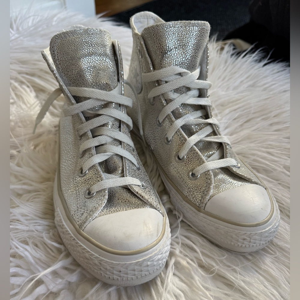Converse Silver Glitter High-Top Sneakers